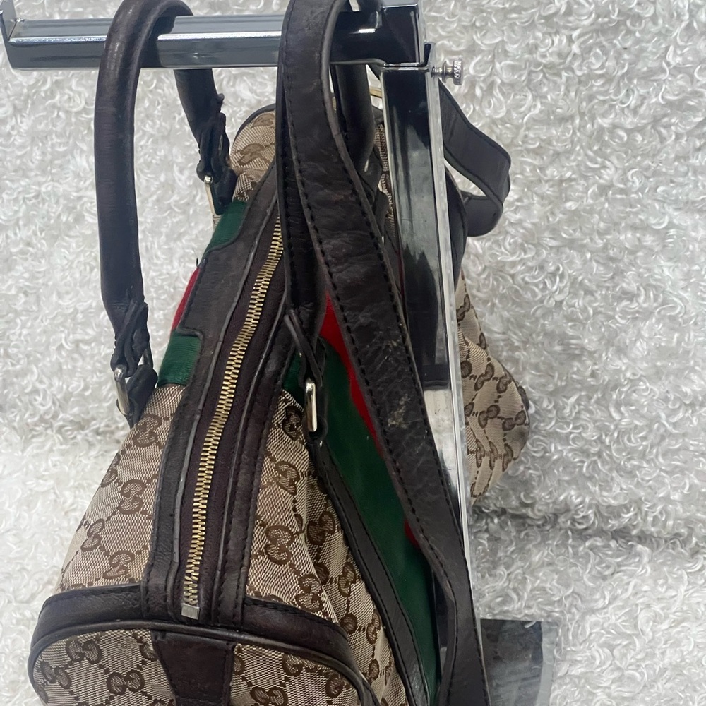 Gucci Monogram Vintage Women’s Web Boston Shoulder Bag - Picture 5 of 16